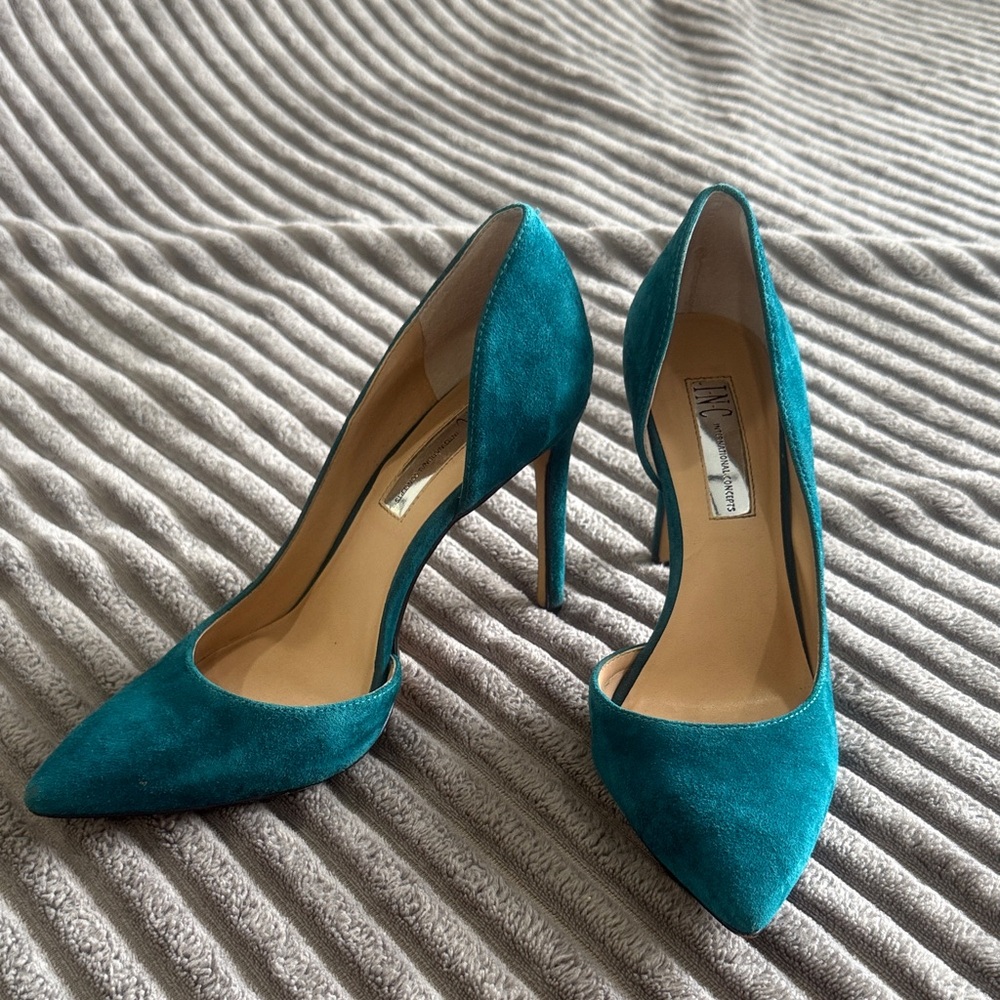 INC International Concepts Teal Suede Heels
